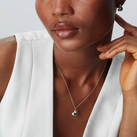 Organic Heart Necklace Silver